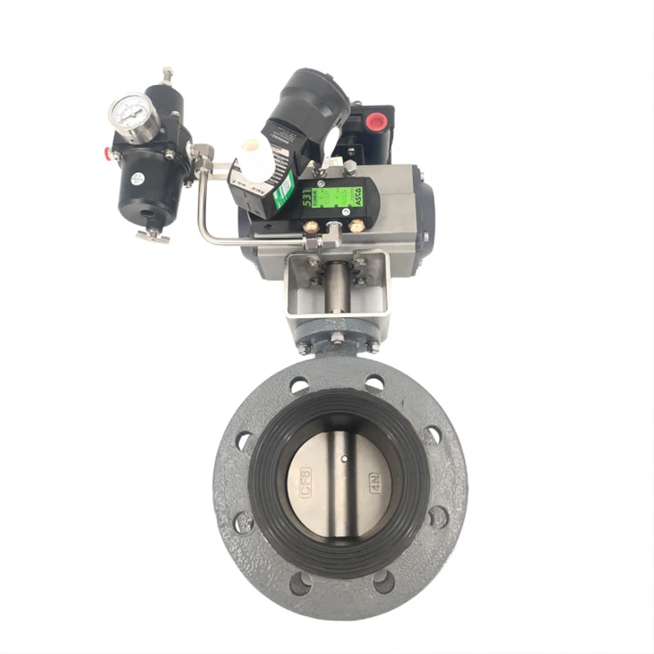 Supapă fluture cu flanșă din oțel turnat pneumatic