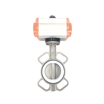 Supapă fluture PTFE din oțel inoxidabil Wafer pneumatic