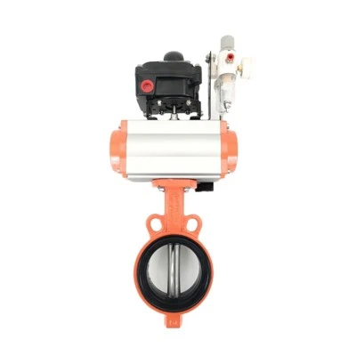 Supapă fluture cu clemă pneumatică cu spate moale cu acțiune simplă